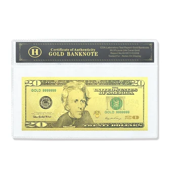 Банкнота из золотой фольги в долларах США номиналом 20 долларов США и Невалютные Памятные сувениры в виде ракушек Предметы коллекционирования Банкноты