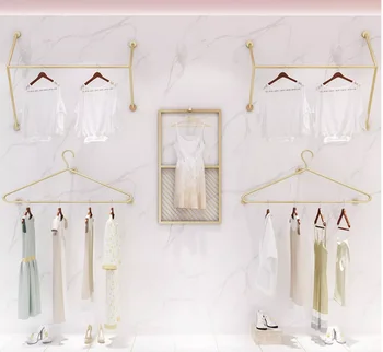 Стеллаж для выставки товаров магазина одежды, настенный вешалка для одежды магазина женской одежды