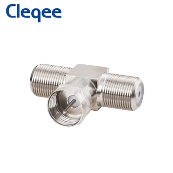 Cleqee 1 шт. разъем типа T Type F с двумя гнездами радиочастотный адаптер коаксиальный для антенного кабеля