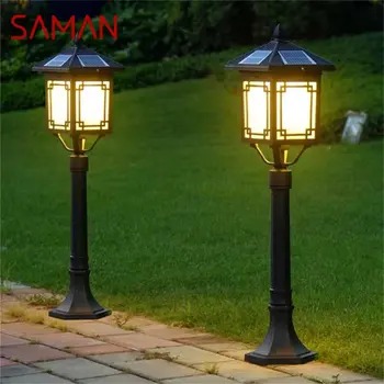 Классическая уличная лампа для газона SAMAN, светодиодный Водонепроницаемый электрический дом для украшения сада на дорожке виллы