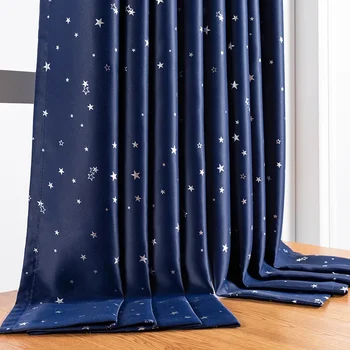 Современные плотные шторы со звездами для гостиной, шторы на окно спальни, шторы для ухода за детьми, шторы из синей готовой ткани