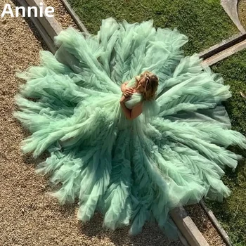 Платья выпускного вечера Annie Sage Green из пышного тюля Вечернее платье Vestidos De Noche Платья для вечеринок по случаю Возвращения Домой На заказ