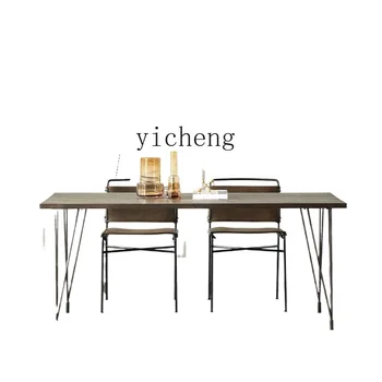 ZC Обеденные столы и стулья из массива дерева, набор винтажных Винтажных дизайнерских обеденных столов прямоугольной формы из дуба