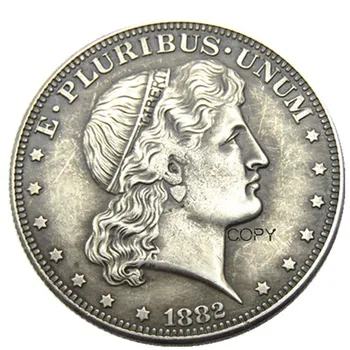 США 1882 Щитовая голова с рисунком в полдоллара, посеребренная копировальная монета