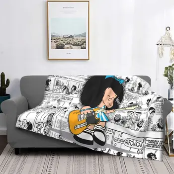 Одеяла в клетку из аниме Mafalda, флис, весна-осень, Мультяшный Каваи, многофункциональные теплые пледы для домашнего дивана, коврик для коврика