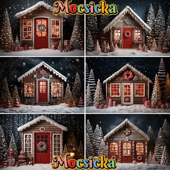 Рождественские фоны парка отдыха Mocsicka Рождественский Реквизит для фотосъемки детей и взрослых Снежинка На фоне рождественских Елок