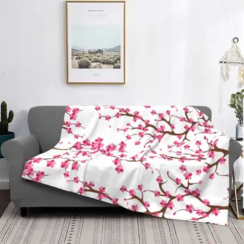 Одеяла с цветами вишни, теплое фланелевое покрывало с цветами японской сакуры для домашнего дивана в спальне