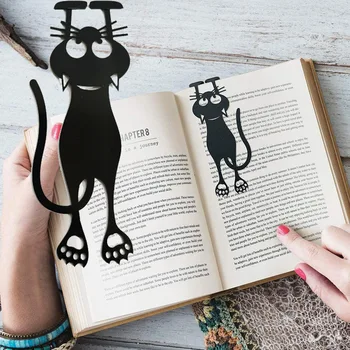Креативная черная выдолбленная подвесная закладка в виде кота для книг, 3D пластиковая стереокнига в виде животного, книжный знак для учеников, подарки для учителей, канцелярские принадлежности