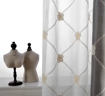 Занавески из вуали с цветочной вышивкой в корейском стиле для гостиной, Тюль, прозрачная занавеска для окон, Cortinas rideau, салон на заказ