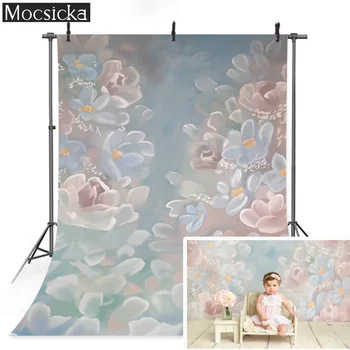Абстрактные цветы, фон для детского портрета, Акварельная цветочная живопись, фон для художественной фотографии беременной женщины, свадебная фотография