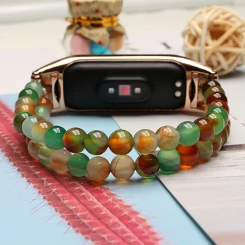 Браслет для часов Mi Band 4, расшитый бисером ремешок для Xiaomi Mi Band 4, женские мужские сменные украшения, нарядные умные часы с агатом