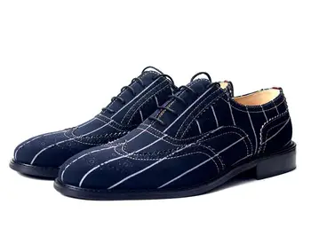 Новые оксфорды в полоску из натуральной кожи, повседневная мужская обувь на шнуровке, парусиновая обувь, модная мужская обувь