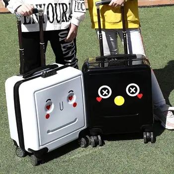 Сумка-тележка для мальчика GraspDream, детский чемодан на колесиках с милым смайликом, красно-желтая коробка-тележка для девочек, школьный багаж для детей