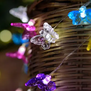 5 М 20 светодиодов, сказочные солнечные гирлянды с бабочками, водонепроницаемые наружные гирлянды для наружных садовых свадебных вечеринок и мероприятий