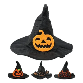 Эластичная лента для волос для домашних животных, шляпа ведьмы из паутины, шляпа летучей мыши из тыквы для собак и кошек, принадлежности для вечеринок Happy Halloween