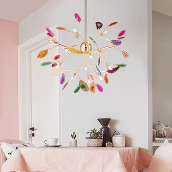 Итальянский дизайн, люстра в виде дерева, лампа для спальни, гостиной, кухни, скандинавская люстра, декор из натурального Агата luminaria pendente