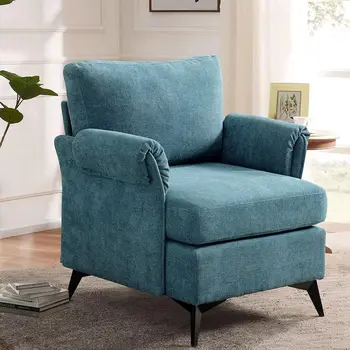 Кресло-акцент модерн середины века, Оригинальный дизайн односпального дивана с мягким подлокотником и удобным мягким сиденьем для гостиной,