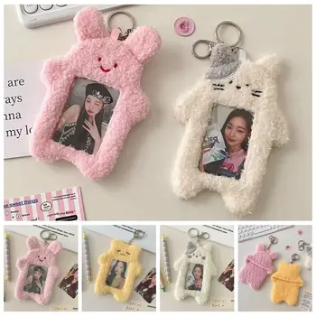 Плюшевый держатель для фотокарточек с изображением кота, милый Кролик в корейском стиле, рукав для карточки, обложка для удостоверения личности, студент