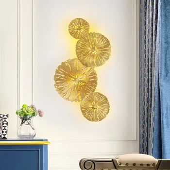 Новый китайский светлый роскошный настенный светильник, прикроватная лампа, гостиная, спальня, проход, коридор, телевизор, фоновое украшение стен, lotus l