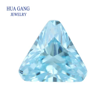 Светло-голубой Кубический цирконий треугольной формы, Бриллиантовая огранка, россыпь фианита, синтетические драгоценные камни, бусины для ювелирных изделий 4x4-10x10 мм