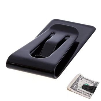 Черный тонкий карманный чехол для наличных, зажим для денег, чехол для офисного мужского мини-кошелька, металлический зажим для банкнот, папка для кредитных карт ID.