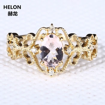 Кольцо с морганитом из желтого золота 10 карат в стиле ар-деко, Обручальное кольцо с натуральным бриллиантом, Обручальное кольцо для женщин, Винтажные ювелирные украшения, Винтаж