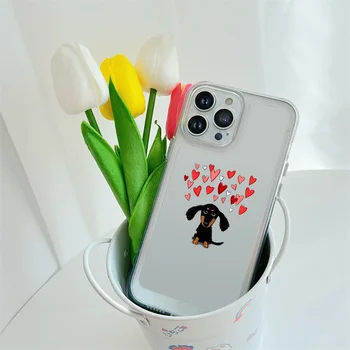 Роскошный Прозрачный Чехол Для Телефона iPhone 14 13 ProMax XR XS Max 7 8 Plus SE 2022 12 11 Cute Animal Dog Coque Мягкий Чехол из ТПУ