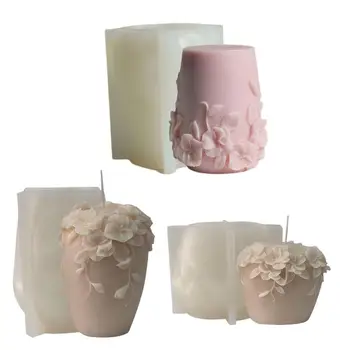 Форма для свечей в вазе для цветов, отливка из эпоксидной смолы, Форма для мыла ручной работы, форма для ароматерапии с тиснением в виде виноградного цветка, форма для ароматических свечей