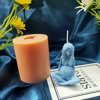 Набор для изготовления свечей 3d Gaea Mother Earth Смола Силиконовая форма для свечей Изогнутые длинные Волосы Леди Сексуальная Женщина Плесень Глиняная форма