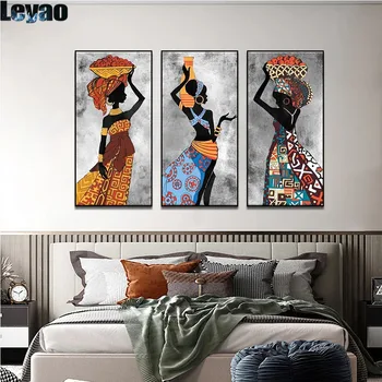 diy алмазная вышивка Африканская этническая племенная художественная роспись Чернокожие женщины танцуют, картина с бриллиантами в полный рост, картина для домашнего декора стен