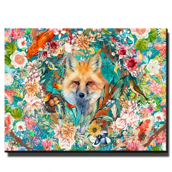 Изображения животных 5D Алмазная живопись Лиса Алмазная мозаика Наборы для вышивки крестом Цветочный пейзаж Вышивка рыбы стразами Подарок своими руками