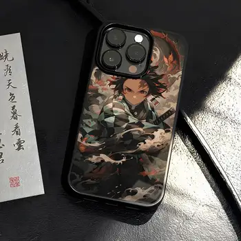 Японское Аниме Demon Slayer Чехол Для Телефона PC + TPU Для Iphone 15ProMax 14 11 12 13 Pro Xs Max Mini Xr X 7 8 6 6s Plus Coque