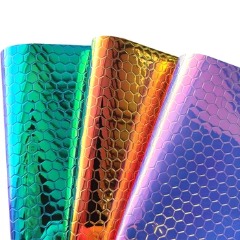 Фантомный цветной шестиугольный узор С Тиснением Из Голографической Искусственной Кожи для Изготовления Обуви /Сумки / Аксессуаров DIY /Банта Для Волос #home