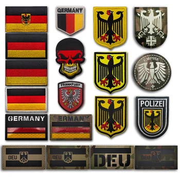 3D Флаг Германии Инфракрасные ИК-светоотражающие нашивки с вышивкой Deutschland, Немецкие военные нашивки, Значки с вышивкой тактического орла
