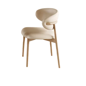 Обеденный стул из массива дерева для гостиной, современный скандинавский тихий мягкий стул с небольшой спинкой