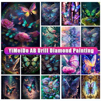 Сумка на молнии YiMeido AB Алмазная мозаичная картина Животное 5D Горный хрусталь Алмазная вышивка Бабочка Вышивка крестиком Diy Kit Home Decor
