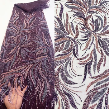 Sinya 6 Цветов, Африканская кружевная ткань с пайетками, Высококачественное Французское тюлевое кружево, Роскошная вышивка бисером, кружево для свадебного платья