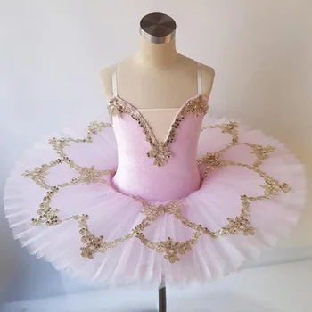 Розовое балетное платье для девочек, пачка, Детские балетные костюмы, платье Балерины, Профессиональное платье для Рождественской сцены, детское праздничное платье