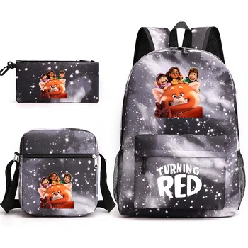3шт Disney Turning Red Bookbag Детский Рюкзак Для Мальчиков И Девочек Школьные сумки Через Плечо Набор Ежедневных Рюкзаков Mochilas
