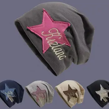 Наклейка со звездой для защиты ушей, осенне-зимняя ворсовая шляпа в стиле колледжа Y2k, кепки в корейском стиле, женская теплая кепка, шапочка-бини, шляпа с надписью