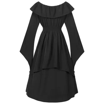Женское викторианское платье с эластичной талией, Средневековое платье с открытыми плечами, плюс размер, элегантное вечернее платье с длинным рукавом