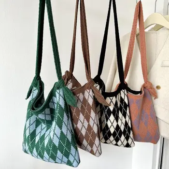 Повседневная сумка ручной работы, многоразовая сумка-тоут большой емкости, вязаные сумки для покупок Для женщин и девочек
