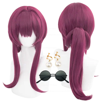 Парик для косплея Кафки Honkai Star Rail Косплей Розово-фиолетовый Термостойкие синтетические волосы с имитацией кожи головы Аниме Кафка Парики + Шапочка для парика