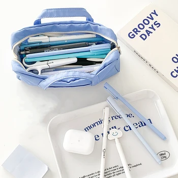 Простой Дизайн Синего Цвета Сумка Для Хранения Happy Bubble Pen Bag Пенал для Канцелярских Принадлежностей Школьных Студенческих Принадлежностей