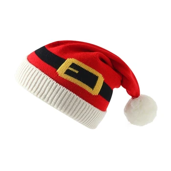 Рождественская шапка Санта-Клауса, Вязаная шапочка Санта-Клауса с помпонами