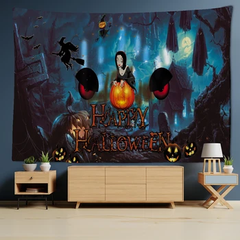 Ужасный ночной пейзаж на Хэллоуин, Гобелен, ткань большого размера, настенный Призрак, Пылающая Тыква, декор домашней комнаты Эстетичный