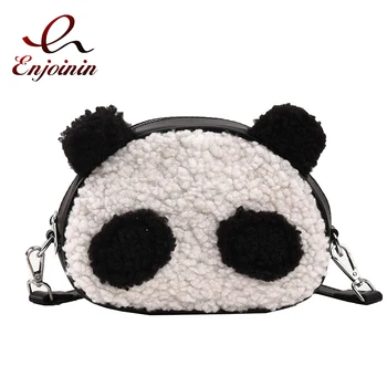 Женские кошельки и сумочки с плюшевым дизайном в виде Кавайной панды, милая сумка через плечо в форме животного для молодых девушек, мягкий женский клатч
