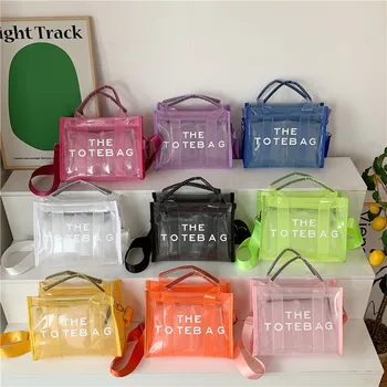 2023 Новая модная прозрачная желейная сумка большой емкости для женщин для отдыха в пригородах, ручная сумка на одно плечо
