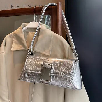 Сумка через плечо с каменным узором, винтажные сумки для женщин 2023 Y2K, новая роскошная дизайнерская кожаная серебряная сумка