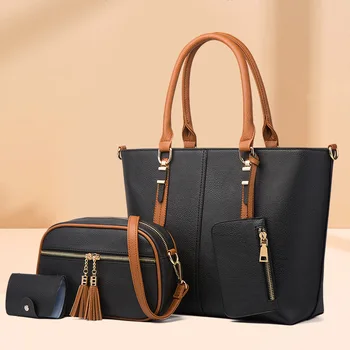 Высококачественная женская сумка 2023, новая модная сумка через плечо из трех предметов, простая и универсальная женская сумка большой емкости